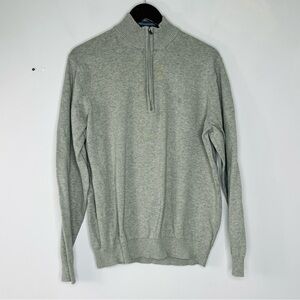 Izod Men's Size Large Cotton 1/4 Zip Grey Knit Sweater